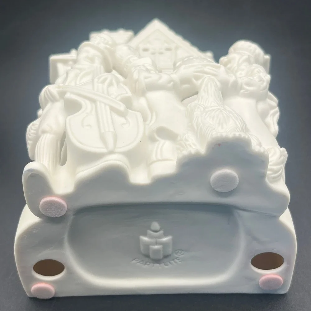 Partylite White Bisque Porcelain Victorian Carolers Christmas Candle Holder Vtg